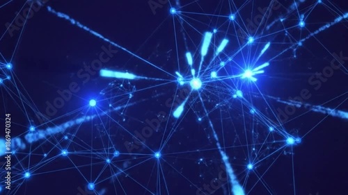 Network of Ideas: A striking image of interconnected nodes and lines, evoking a sense of data flow, innovation, and technological advancement. This visualization could represent a network.