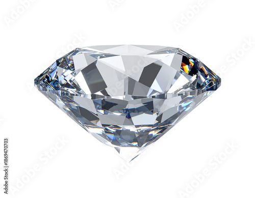 Real Diamond Front View Showing Facets and Brilliance, High-Definition Macro Photo