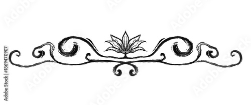 Decorative swirly flower header or paragraph spacer in antique romantic style