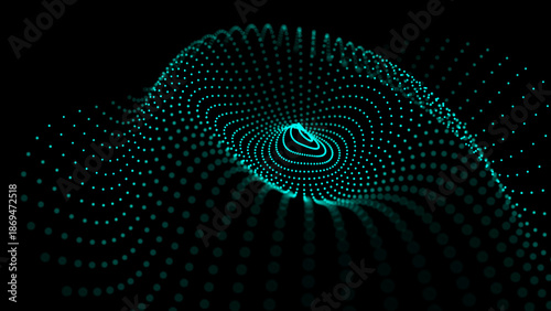 Digital waveform in the form of a jellyfish. 3D data transfer. Illustration.
