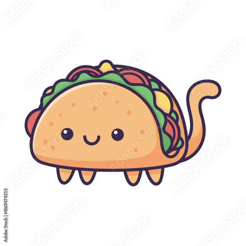 Cute Cartoon Taco Character Illustration