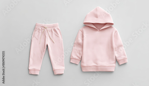 Cute pink hoodie and sweatpants set for kids made of soft cotton with a cozy, casual style and comfortable fit