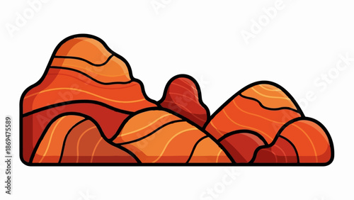 Stylized abstract layered rocky formations in warm earthy tones