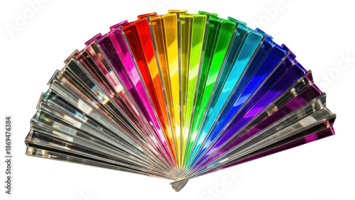 Rainbow Color Fan Swatch Isolated on Transparent Background