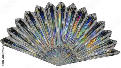 Sparkling Holographic Fan Shape Isolated on Transparent Background