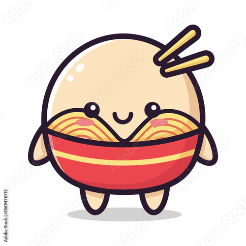 Cute Cartoon Noodle Character Illustration