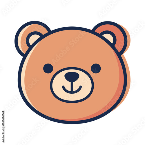 Cute Cartoon Bear Face Illustration