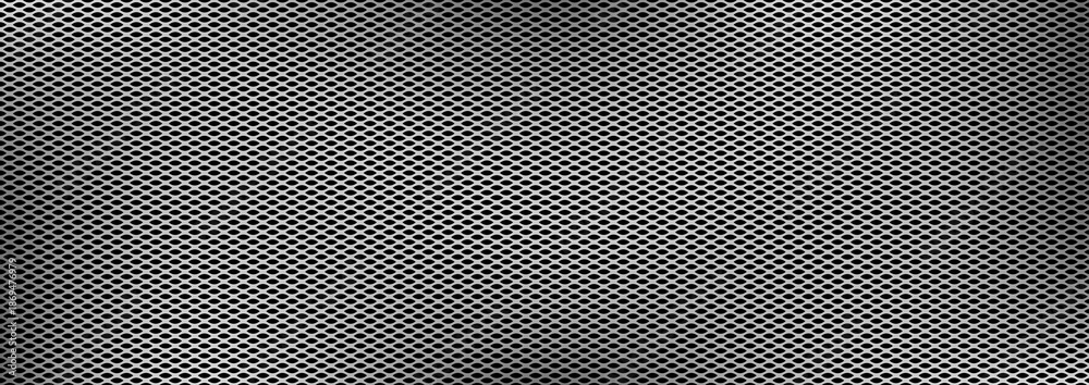 Fotografía Metallic silver gradient grill metal mesh vector background