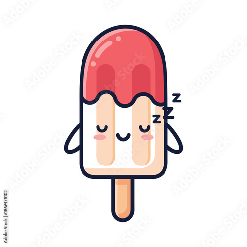 Cute Sleeping Ice Cream Vector Illustration