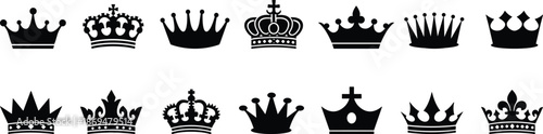 Crown icon set. Royal crown symbol collection. line crown icon. vector illustration