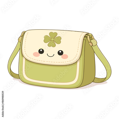Groovy St. Patrick’s Day Crossbody Bag illustration, Groovy St Patrick’s Day Clipart, Cute Kawaii Shamrock, Retro Irish Green art, Kawaii St. Patrick's Day, St. Pattys day Design