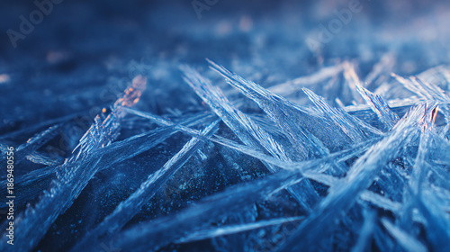 Sharp Crystalline Ice Shards in Deep Blue Moody Winter Lighting