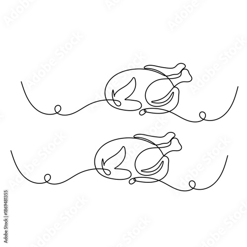 Continuous line drawing of roasted turkey for Thanksgiving dinner vector illustration 
