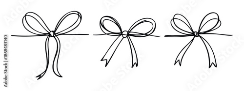 A collection of handdrawn decorative bows perfect for adding a charming touch to gift wrapping, holiday greetings, invitations, and various celebratory graphic designs