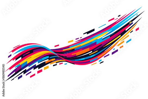 Minimalist vector background featuring dynamic, vivid-colored flow lines, suitable for brochures, covers, flyers, and book design templates, embodying a contemporary digital glitch art concept
