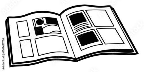 Open catalog mockup showcasing blank pages and various layouts  