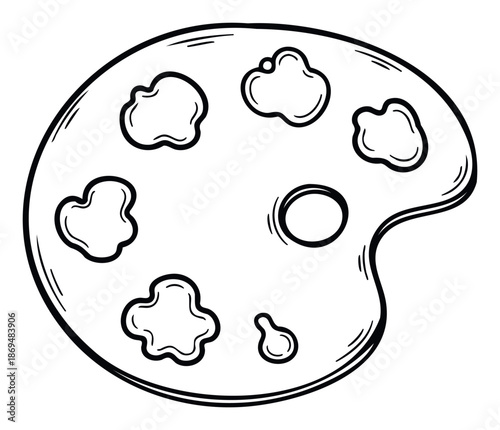 Hand drawn artist palette for creative painting projects and colorful drawing activities ideal for graphic resources and educational materials