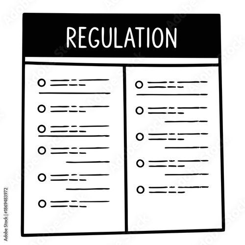 Regulation document checklist with bullet points and outlines  