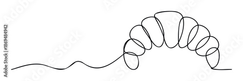 A continuous fluid line drawing forming an abstract croissant or shell shape, perfect for modern branding, minimalist decor, or graphic design projects needing simple elegant visuals.
