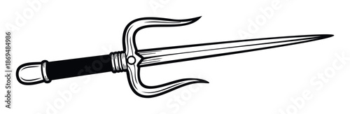 Sai weapon representing traditional Okinawan martial arts and selfdefense techniques, perfect for combat sports themes and East Asian cultural graphics