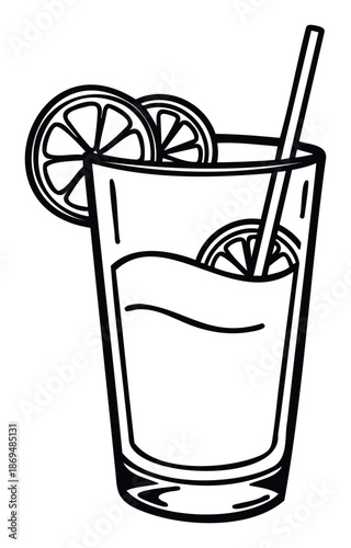 Refreshing citrus drink served in a tall glass with a straw and fruit slices perfect for beverage menus summer promotions or healthy lifestyle advertisements