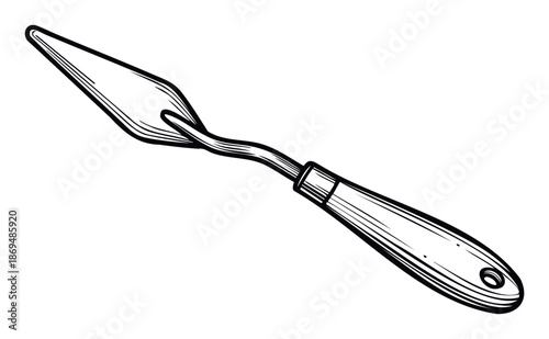 Classic palette knife featuring a thin flexible metal blade and sturdy wooden handle perfect for mixing and applying paint ideal for fine art supplies and painting technique demonstrations