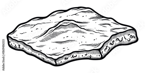 Textured scrubbing sponge drawing useful for household cleaning product packaging, bathroom hygiene graphics, kitchen supply illustrations, and domestic sanitation advertisements