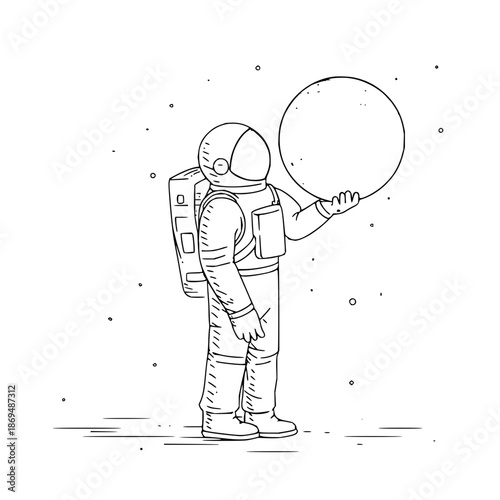 Astronaut Holding Bubble in Space