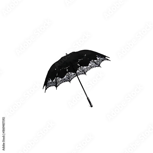 black umbrella isolated on white background