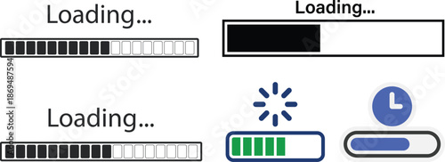Set of vector loading icons. loading bar progress icon. Download progress. Collection Loading status. Vector illustration.
