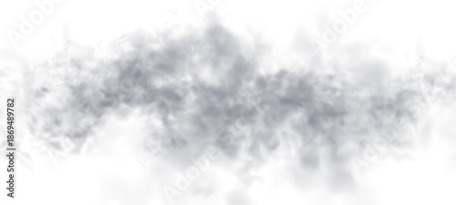 Soft white clouds and gray smoke plumes on a white background. Atmospheric phenomena such as mist, fog, and steam included. High-resolution cutout smoke and cloud vector PNG.