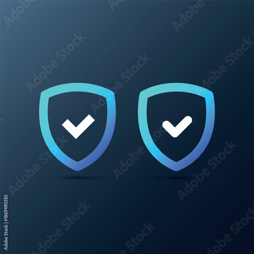 Shield check mark icon set. Vector illustration