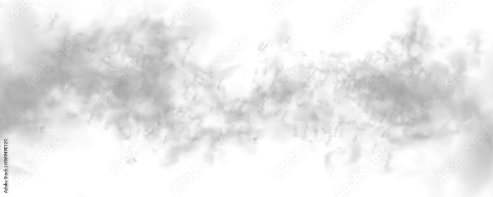 Obraz premium Dense black smoke plumes on a white background. Includes atmospheric effects like mist, fog, and clouds. Cutout smoke and cloud PNG illustration in high resolution vector.