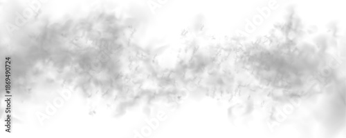 Dense black smoke plumes on a white background. Includes atmospheric effects like mist, fog, and clouds. Cutout smoke and cloud PNG illustration in high resolution vector.