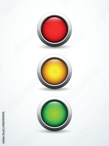 Red yellow green button set. Vector illustration