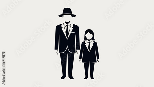 Man and child in matching suits and hats.
