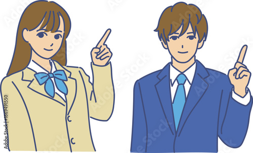 指差しするスーツ姿の男女　eps
