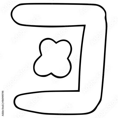 pigpen cipher M illustration hand drawn outline vector