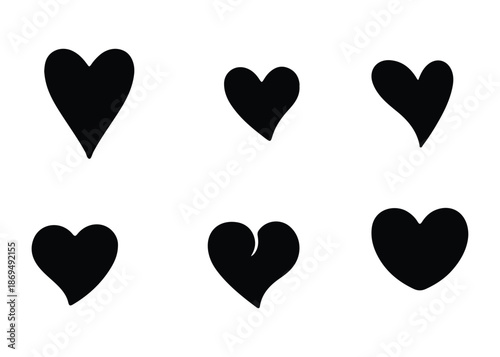 Black color heart set. heart icon design with white background. 