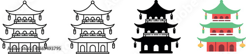 Asian architecture pagoda temple icons traditional buildings cultural landmarks