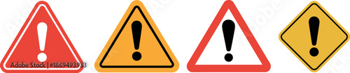 Warning signs caution attention alert symbols exclamation marks