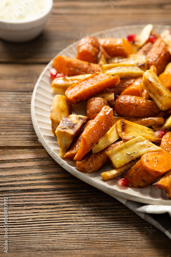 Oven baked winter roots carrots and parsnips comfost food