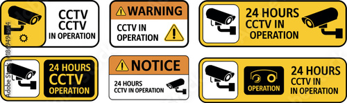 Cctv security signs surveillance warning labels 24 hours operation