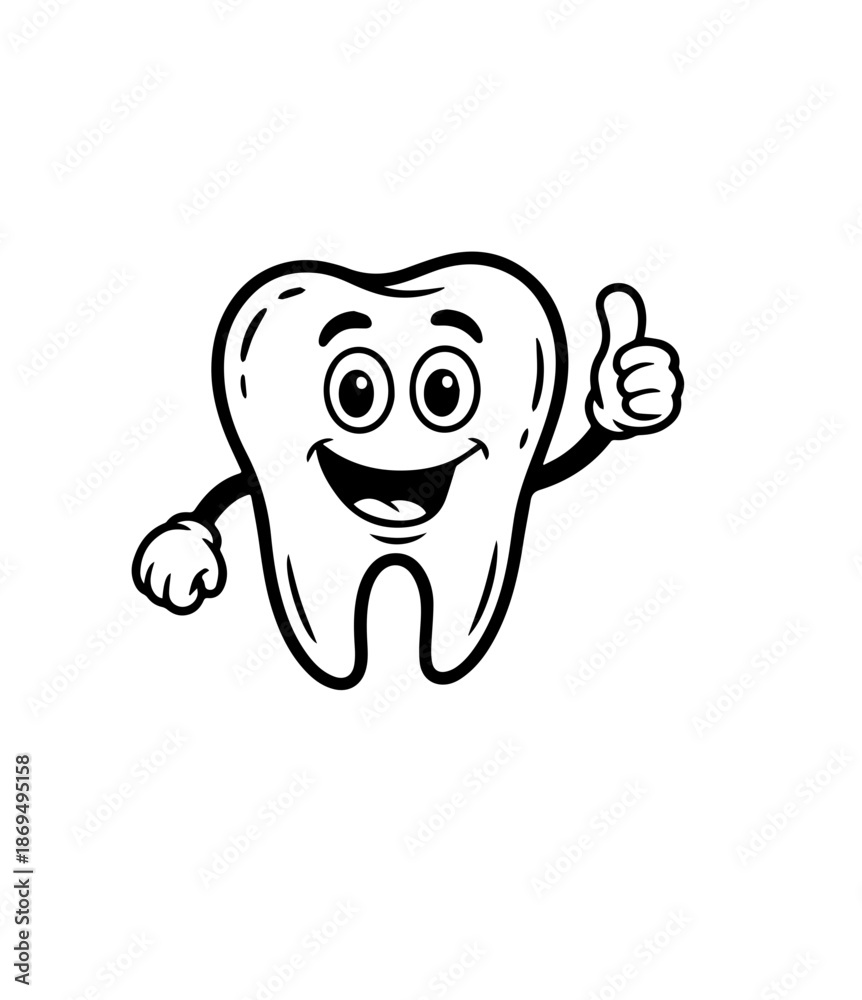 Obraz premium Tooth dental mascot line doodle set. Orthodontic kawaii teeth character with toothbrush, toothpaste, dental floss, mouthwash. Mouth cleaning, healthcare oral hygiene concept. Dentistry baby vector 