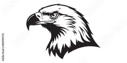 eagle head icon vector black silhouette white background,eagle head silhouette line art vector illustration with a white background