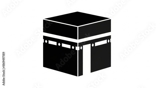 Kaaba Silhouette Isolated on White Background