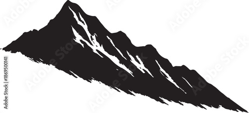 Diagonal Mountain Ridge Silhouette Vector Illustration Isolated on White Background

