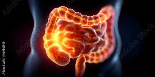 Abdominal pain concept, 3D x-ray illustration of stomach bowel inflammation with pain, bowel, abdominal, inflammation, stomach, pain, ache
