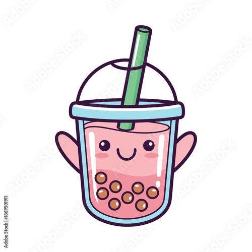 Cute Cartoon Bubble Milk Tea Illustration