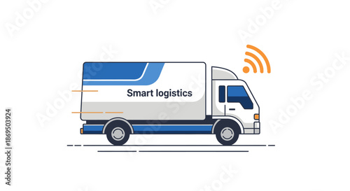 Modern Logistics Truck with Advanced Tracking Technology on Urban Roadway